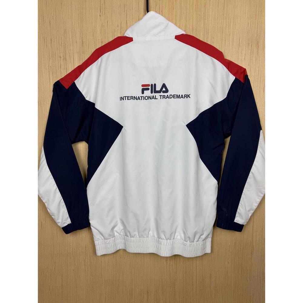 FILA VTG Jacket Mens Sm White Navy Red Full Zip Colorblock Logo Track Athletic - Picture 5 of 9